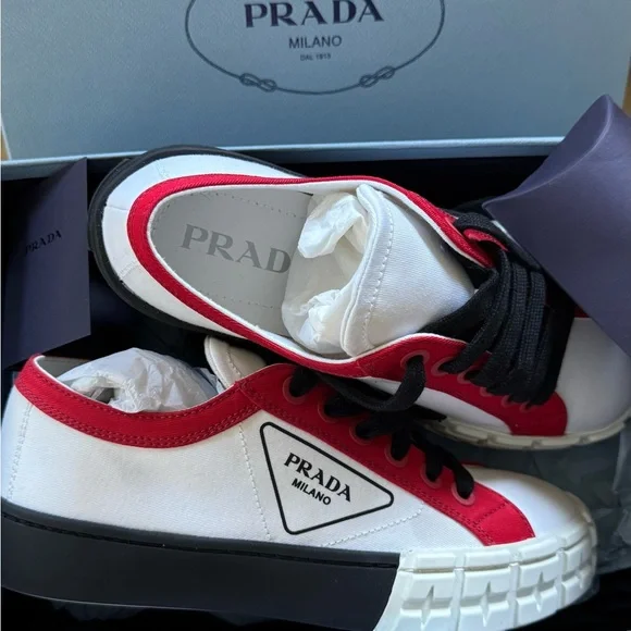 Prada Red and White Casual Sneakers - Picture 1 of 2